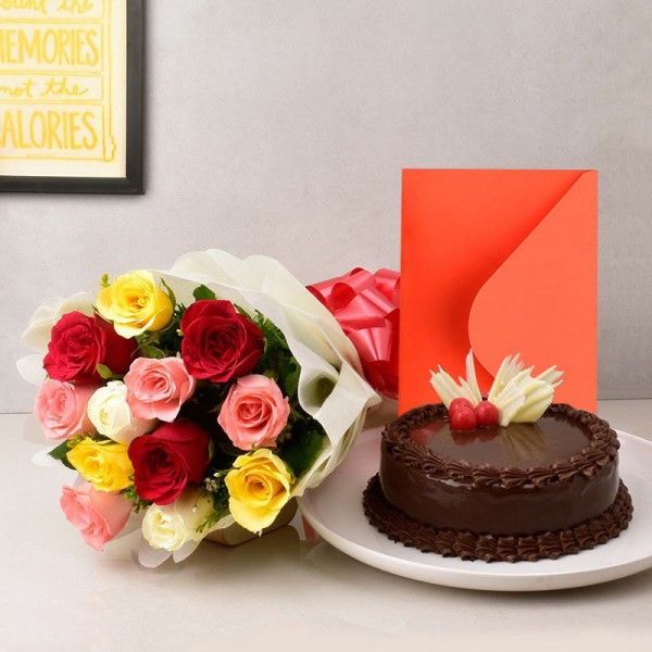 Mix Roses with Greeting Card: